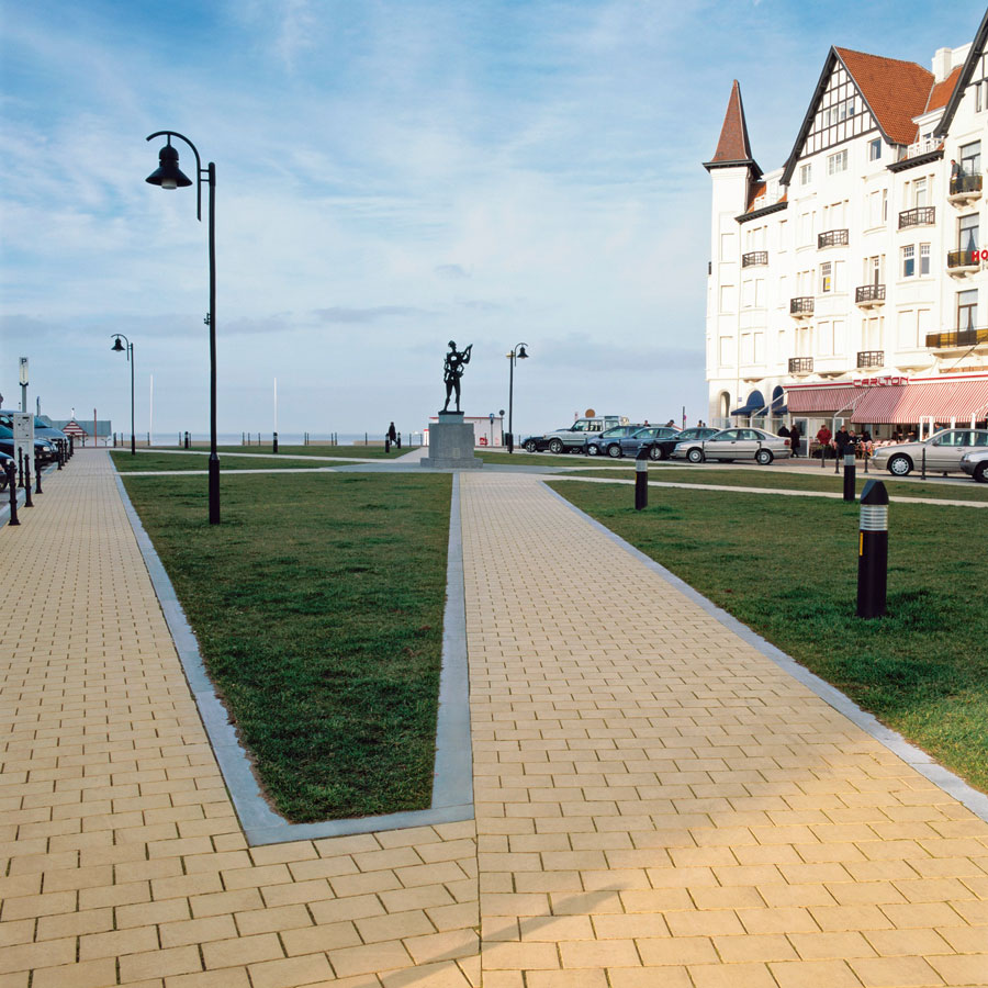 Тротуарная клинкерная брусчатка Vandersanden Kamenz желтая, 200*100*52 мм